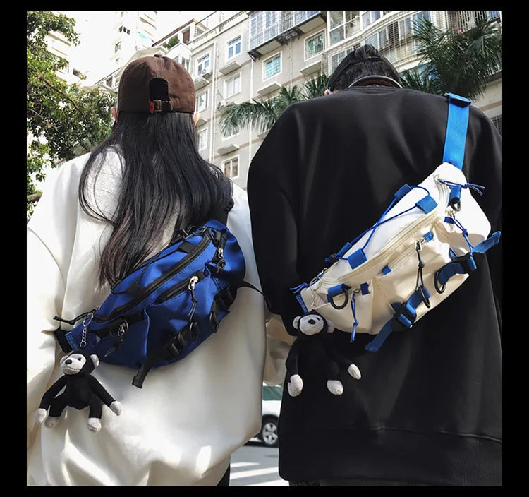 2024 Techwear Style Punk Hip Hop Single Shoulder Crossbody Bag Men Women Street Vintage Chest Bag Casual Sport Fanny Pack