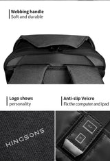 Kingsons  Anti-theft Men Backpack 180 Degree Open USB Charging Laptop Backpack 15.6 inch School Bags for Teenage Boys