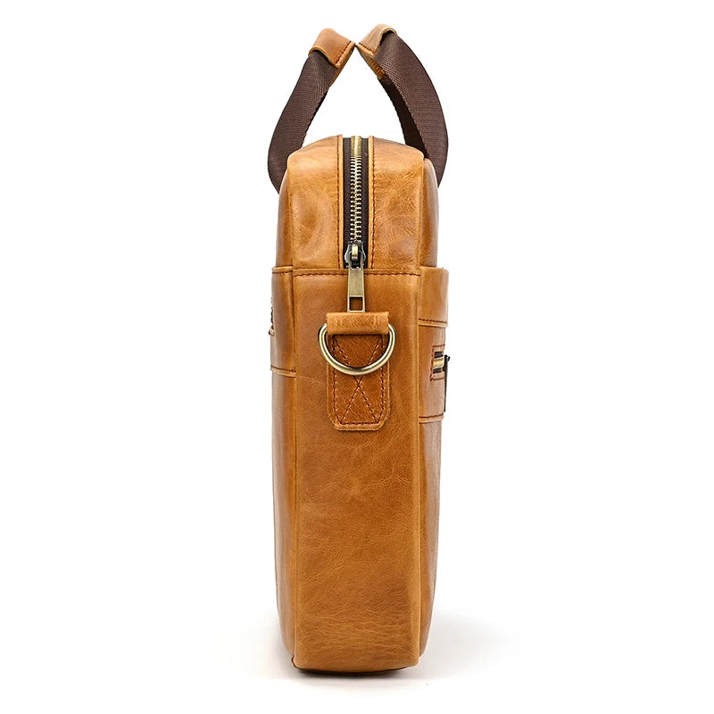 Genuine Leather Briefcase Bag for 15.6 inch laptop computer bag cowskin handbag for men male leather crossbody shoulder bag