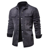 Washed Denim Jacket Casual Trendy Men's Spring Autumn Top Street Style Cotton Long Sleeve Jacket Outerwear for Youth