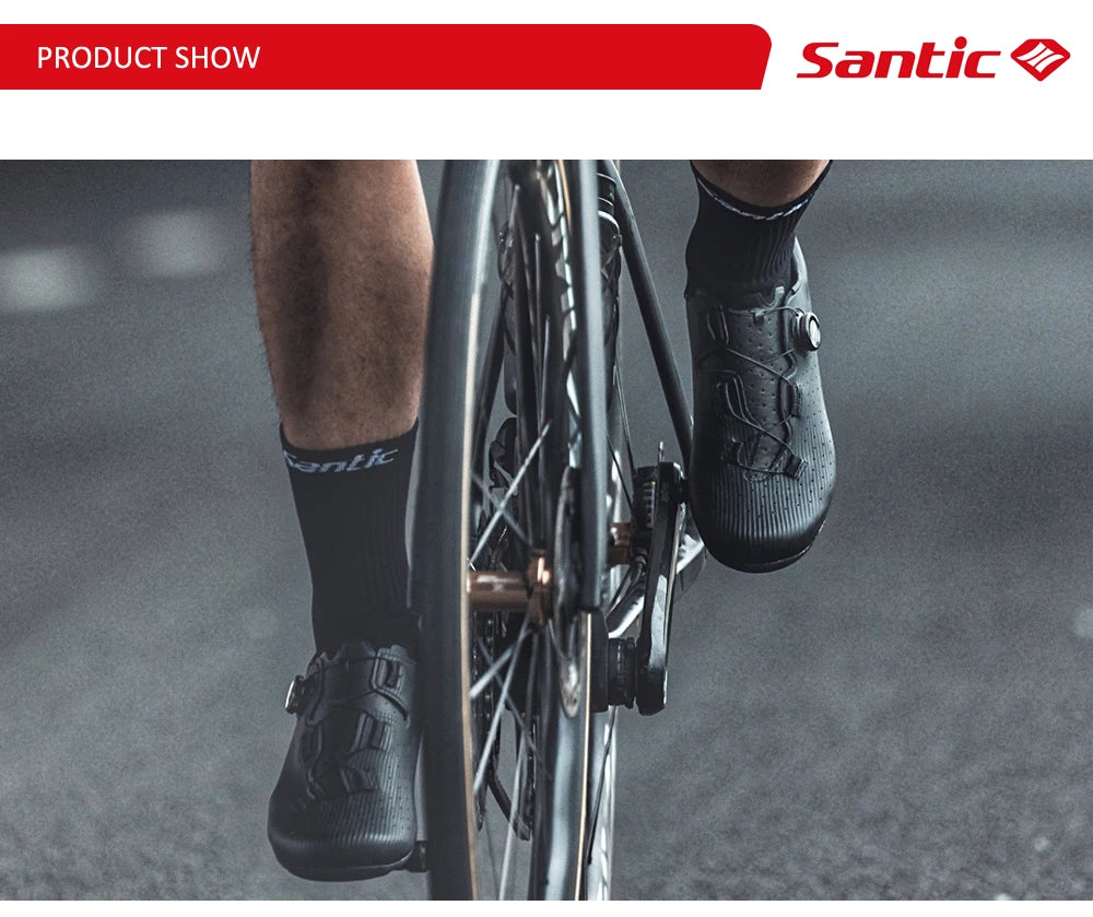 Santic Men Cycling Shoes Carbon Fiber Outsole Road Bike Shoes Women Breathable ATOP Reel Knob Lacing System WZS24043