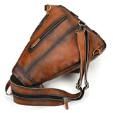 Single Shoulder Bagpack Genuine Leather Chest Bag Outdoor Riding Bag Chest Packs For Biker Men Male Sling Bags Cow Leather