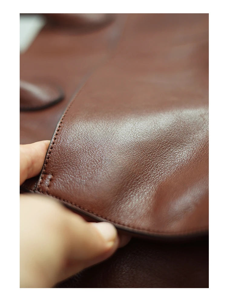 Women's Vegetable-Tanned Cowhide Leather Tote Bag
