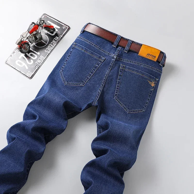 Men's Classic Straight-Leg Denim Jeans | Blue & Black