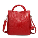 Fashionable and luxurious woven pattern casual versatile black woven pattern daily commuting cowhide women's handbag