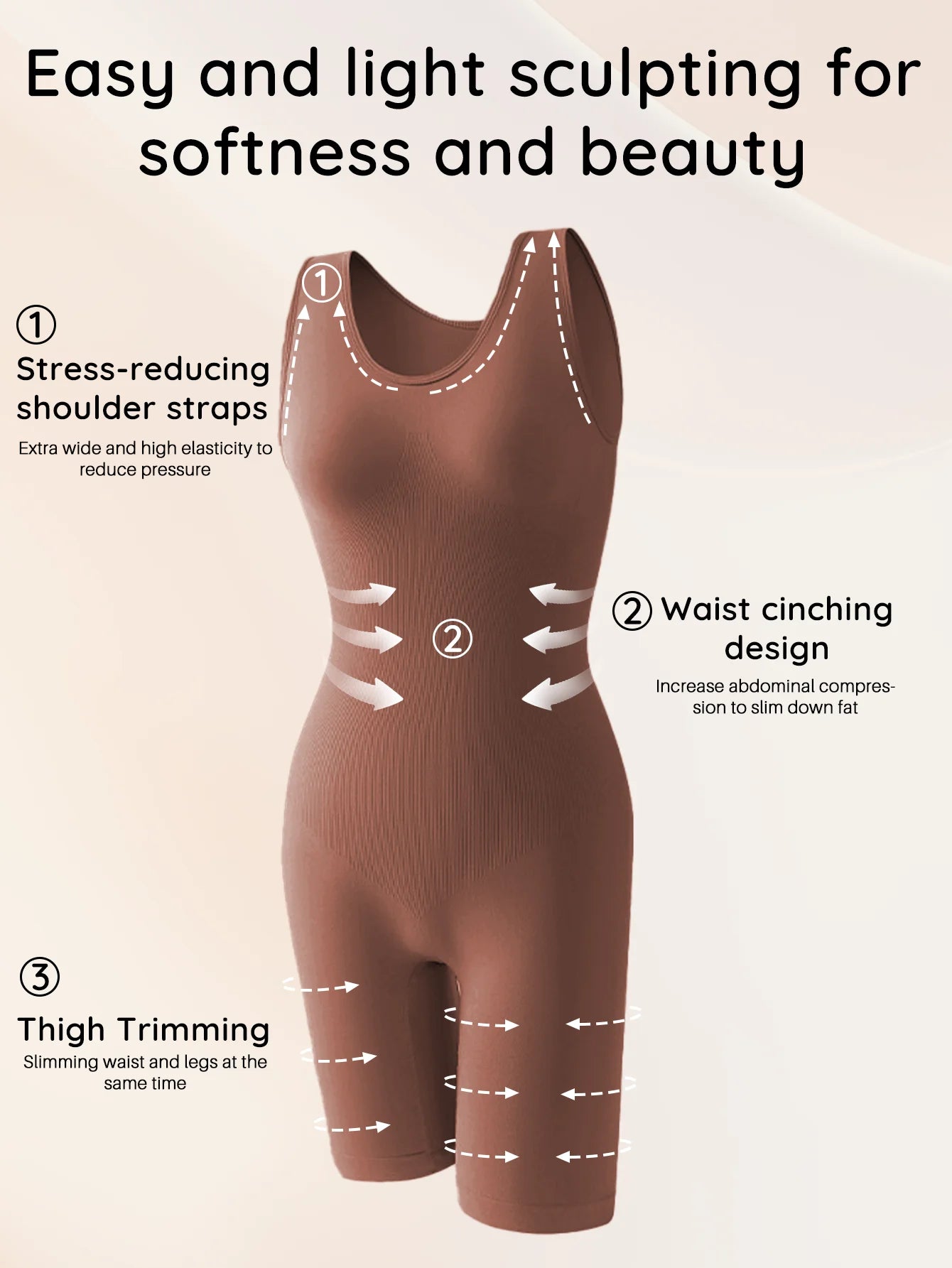 USA-Made Seamless Full Coverage Body Shaper – Firm Control Thigh Slimming Bodysuit