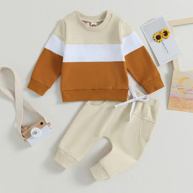 RUEWEY Baby Boy 2-Piece Autumn Sweatshirt & Jogger Set