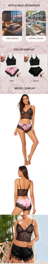 Women’s Plus Size Lace 2-Piece Pajama Set