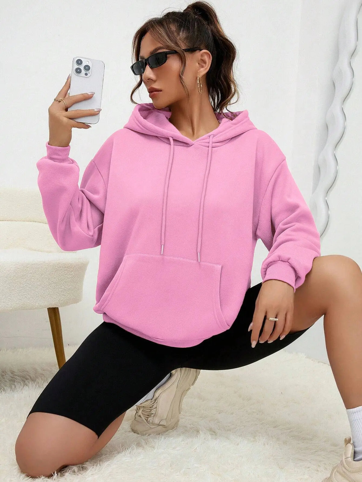 Essential Solid Color Fleece Hoodie