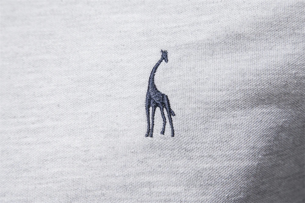 AIOPESON Men's Deer Embroidery Polo Shirt – Long Sleeve