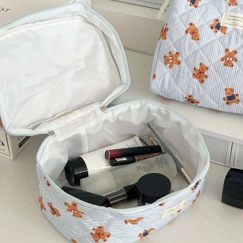 Quilted Bear Floral Cosmetic Bag for Women & Girls