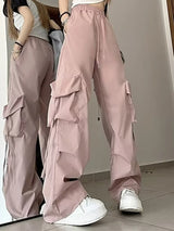 Women's High-Waisted Drawstring Straight-Leg Pants