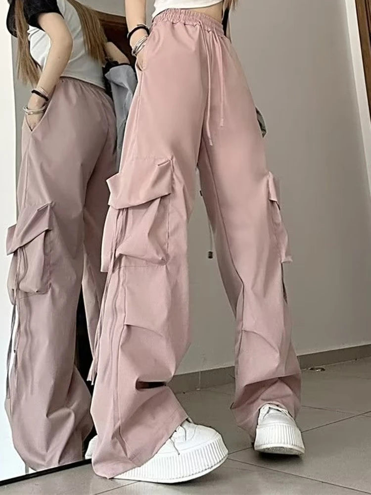 Women's High-Waisted Drawstring Straight-Leg Pants
