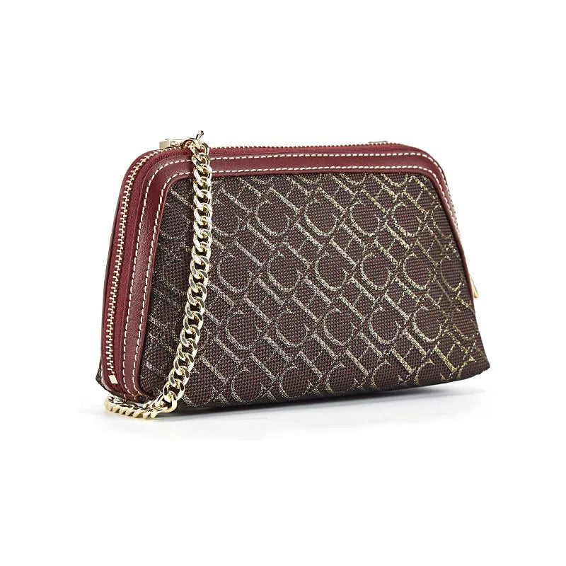 Letter Printed Suede-Style Luxury Chain Shoulder Bag