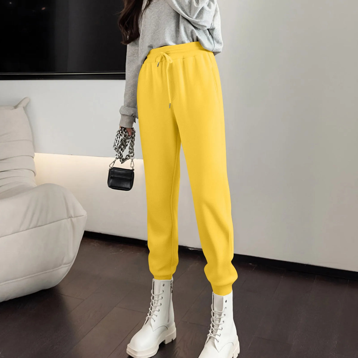Women's High-Waist Drawstring Straight-Leg Pants