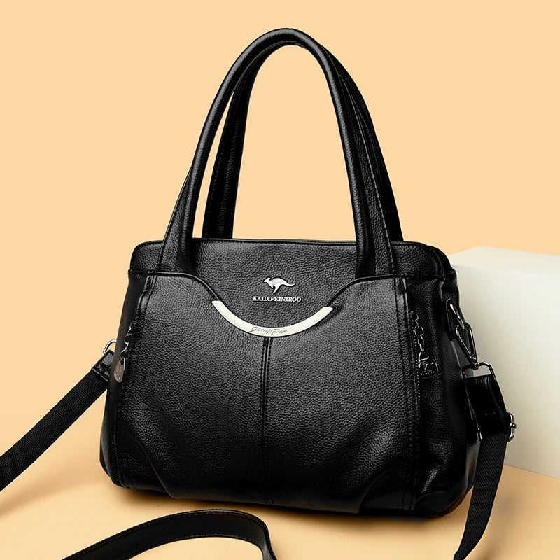 Genuine Soft Leather Handbags for Women Vintage Shoulder Tote Bag Luxury Designer Ladies Large Capacity Purse Bags Sac A Main