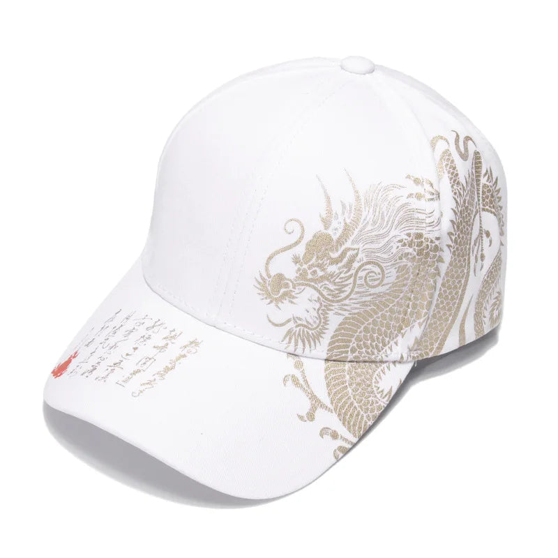 Unisex Cotton Dragon Print Baseball Cap