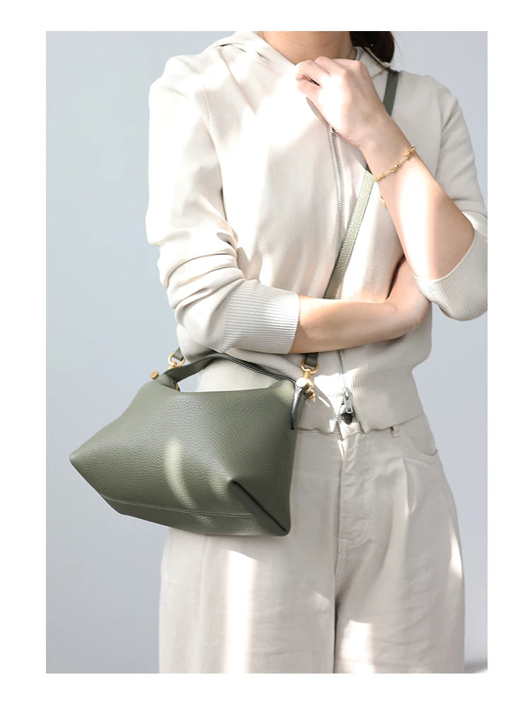 2024 Women Genuine Leather Luxury Handbags Small Size Versatile Cowhide Crossbody Bag Fashion Soft Messenger Purses