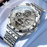 OUPINKE 3251 Men's Watches Flywheel Automatic Mechanical Original Wristwatch for Man Waterproof Luminous Perpetual Dual Calendar