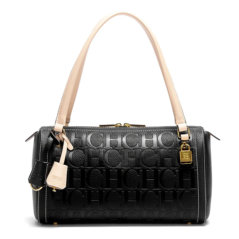 Fashion Classic Women's Boston Bag Autumn Winter New Collection 2025 Letter Design Shoulder Bag Texture Shoulder Bag