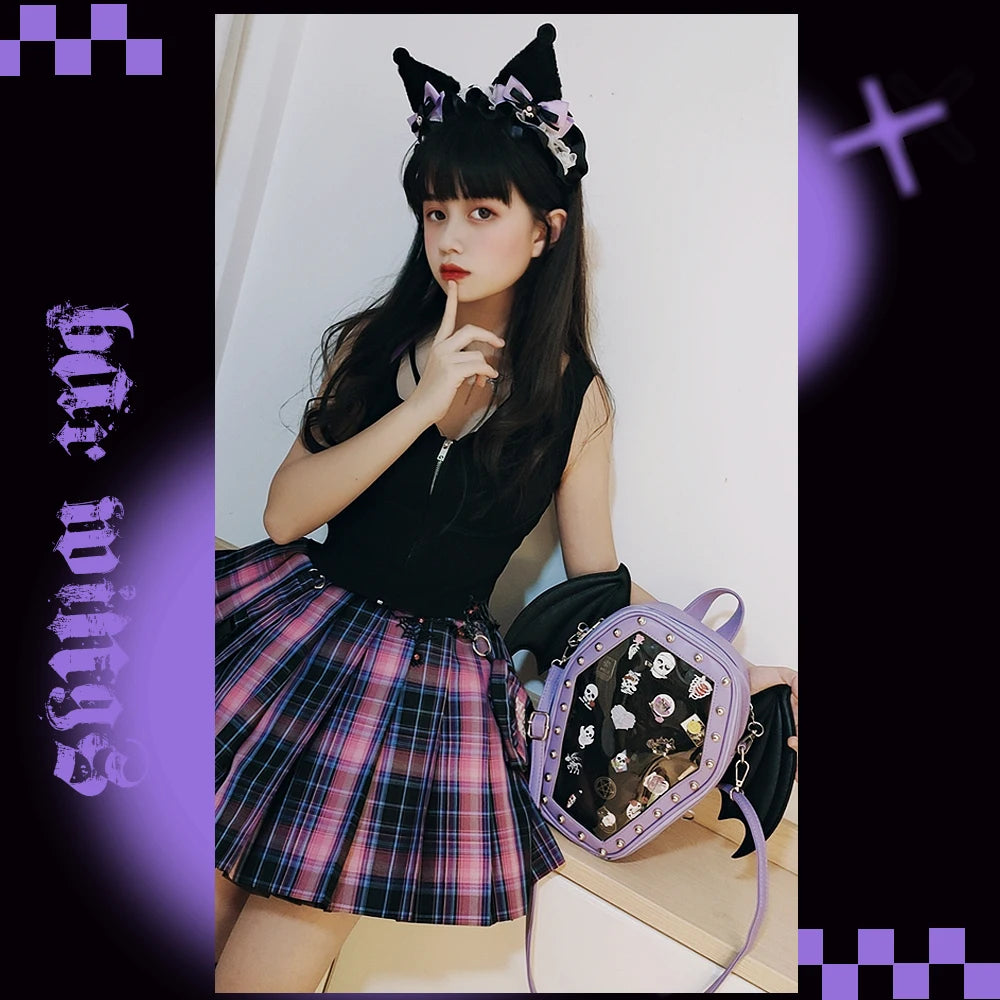 Gothic Punk Coffin Shape Ita Bag Women Clear Backpacks Dark Lolita Handbag and Shoulder Bag Girls Cosplay Designer 2 Insert