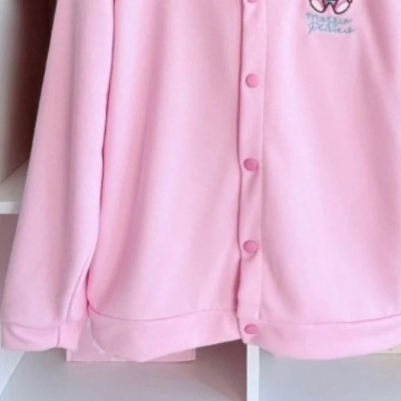 Women's Bunny Ear Embroidered Zip-Up Hoodie