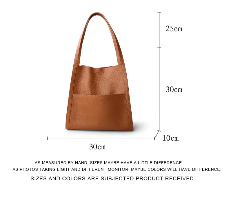 2025 New Women Bag Female Luxury Fashion Shoulder Bags Lady Soft 100% Cowhide Genuine Leather Niche Design Tote Bucket Handbag