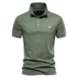 AIOPESON Embroidered Cotton Polo Shirt for Men