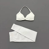 2Pcs HISTELLO Seamless Yoga Sports Set for Women Resistant Backless Bra Pilates Fitness Workout Running Leggings Gym Suit