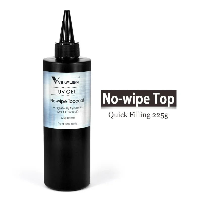 Venalisa Long Wear Tempered Top Coat Reinforce Gel Refill Package Soak Off UVLED Nail Gel Polish Big Volume 225g/30ml Base Gel