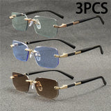 Rimless Rectangle Sunglasses for Women & Men