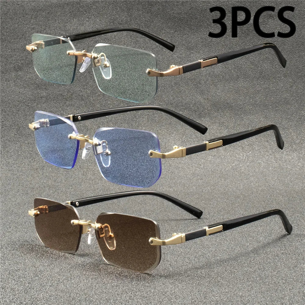 Rimless Rectangle Sunglasses for Women & Men