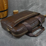 Luufan Genuine Leather Men's Business Handbag 15" Laptop Briefcase Bag Male A4 Document Shoulder Message Computer Bag Work Tote