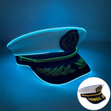 New Luminous White Sailor Captain Yacht Caps Wheat Embroidery LED Glow Navy Marine Hat Men Women Cosplay Halloween Costume Hats