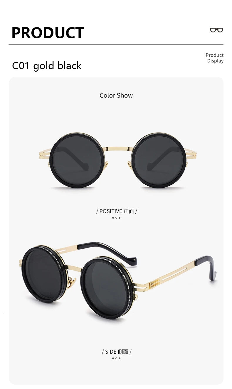 New Adjustable 1-9 Sunglasses Punk Polarized Sun Glasses Men Women Round ND Filter Lenses Retro Fishing Eyeglasses Shades