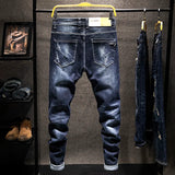 Men's Slim-Fit Ripped Jeans | Blue Black Denim