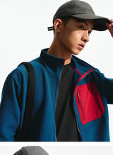 Outdoor Hiking Windproof Fleece Lined Stand Collar R2 Jacket Four Way Stretch Microfiber Polyester Spandex Keine Zeichen KZC