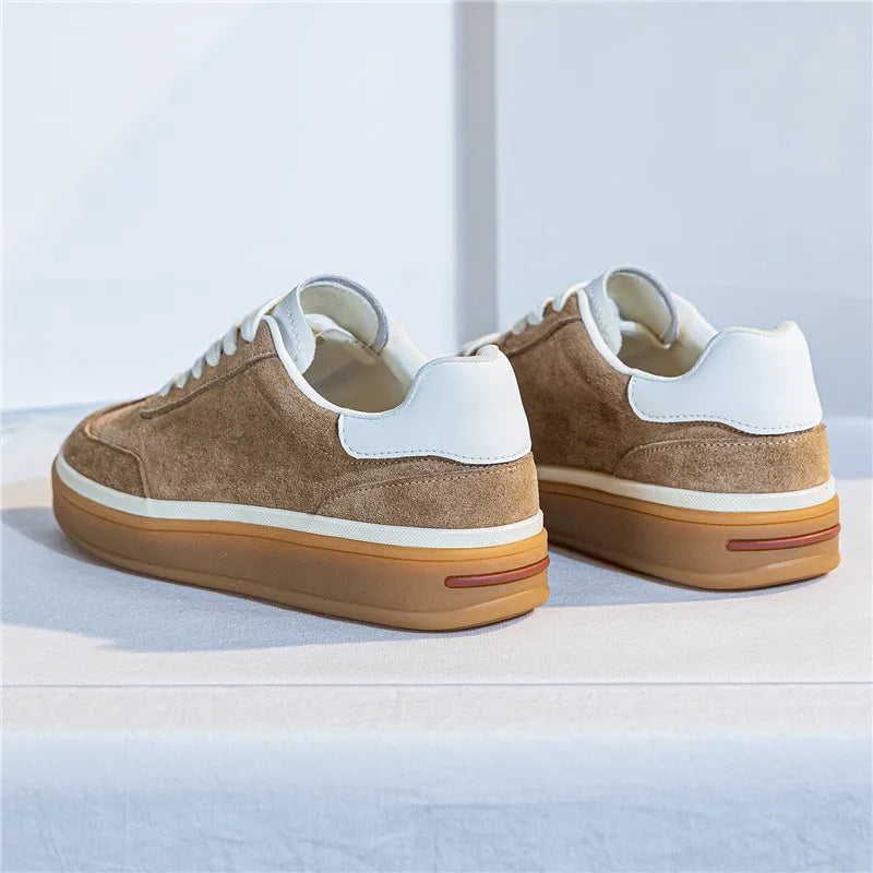 MORAZORA Women's Genuine Leather Platform Sneakers