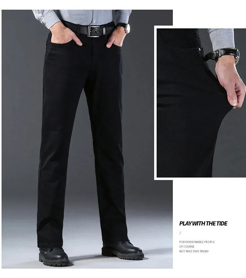 Men’s Classic Black Straight-Leg Stretch Jeans