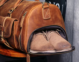 MUNUKI Vintage Crazy Horse Genuine Leather Travel bag  Large Luggage bag men Leather duffle bag Large Weekend Bag Tote Big