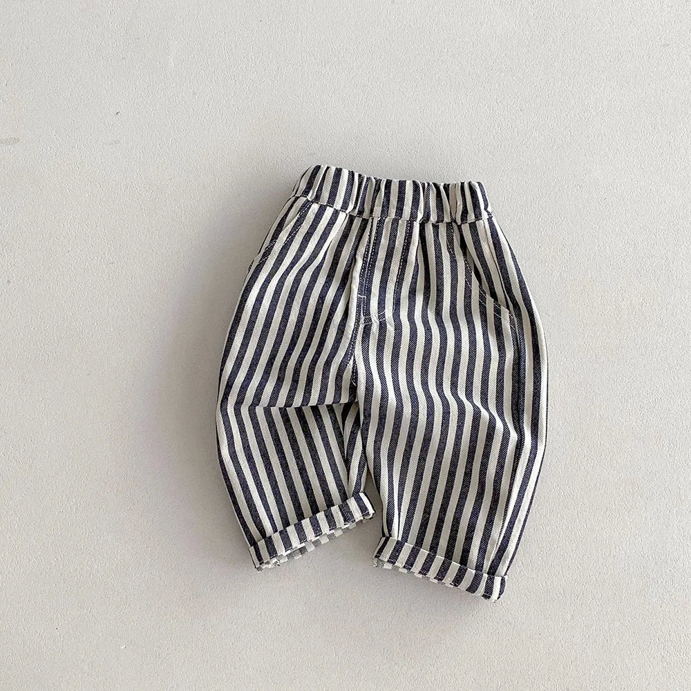 Kids' Striped Casual Denim Trousers
