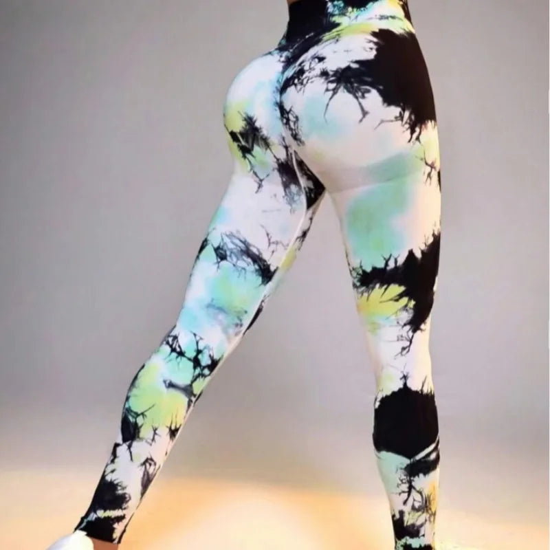 Women's 3D Tie-Dye Seamless Push-Up Leggings