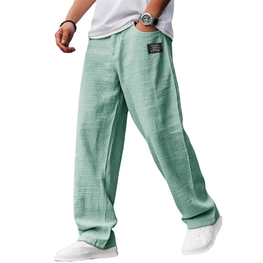 Men's Loose Fit Cotton Straight-Leg Pants