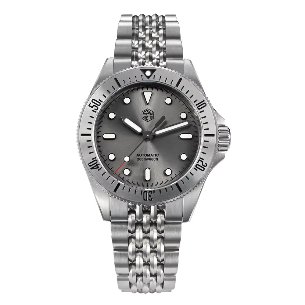 San Martin Original Design 38.8mm Upgrade Diver Watch Sunburst Enamel Dial NH35 Automatic Mechanical Luxury Waterproof 200m Lume