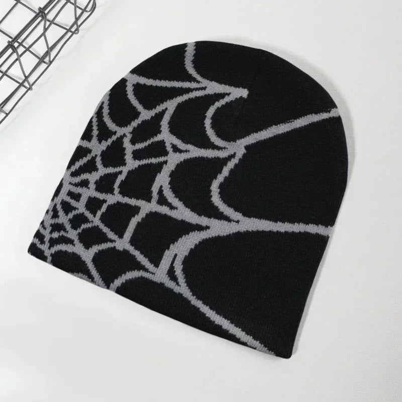 Spider Embroidered Knit Beanie – Y2K Winter Hat