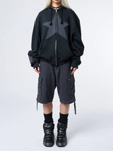 Women's Y2K Star Print Zip-Up Hoodie