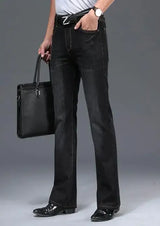 Men's Flared Jeans with Mid-Rise Waist