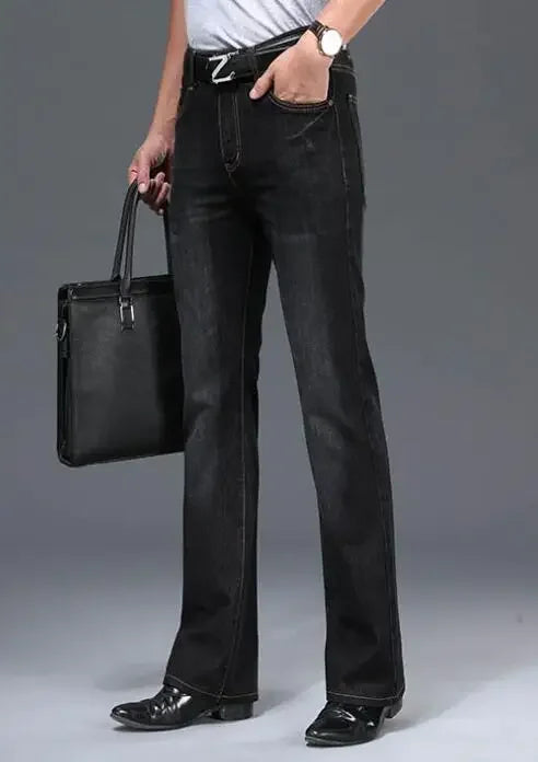 Men's Flared Jeans with Mid-Rise Waist