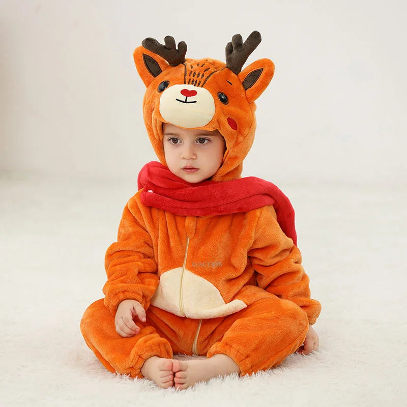 Adorable Animal Cartoon Baby Winter Rompers