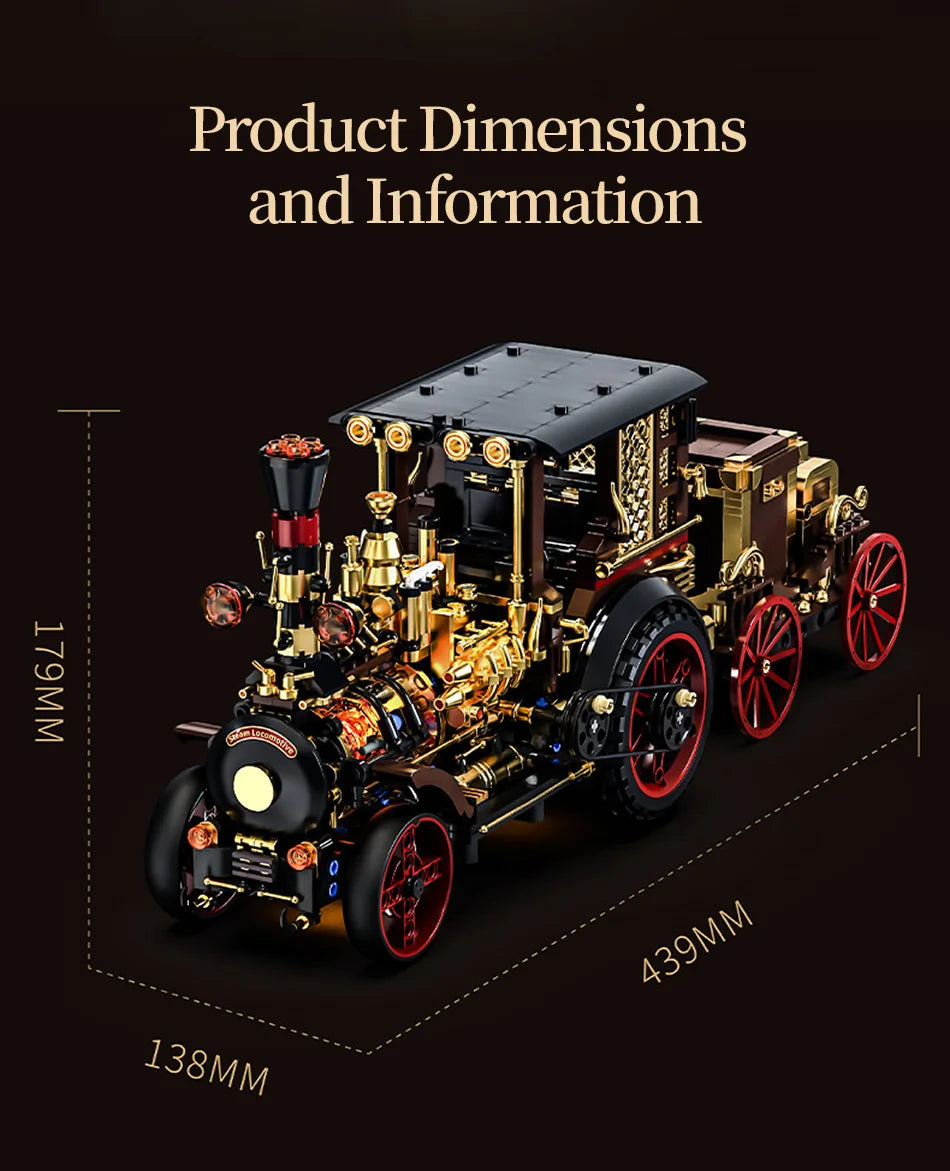 1331-Piece Vintage Steam Car Building Block Set